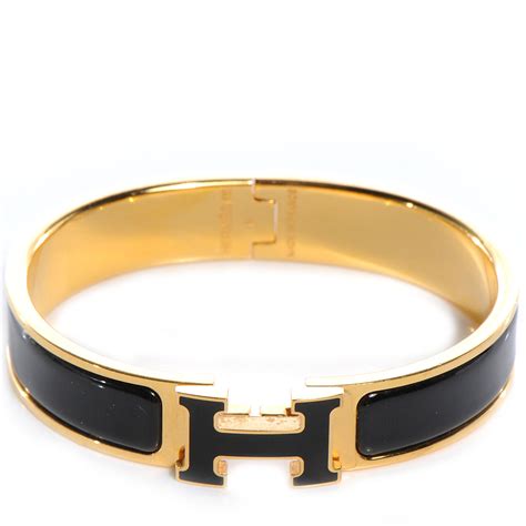 hermes enamel narrow clic clac h bracelet gm black|hermes h bracelet price.